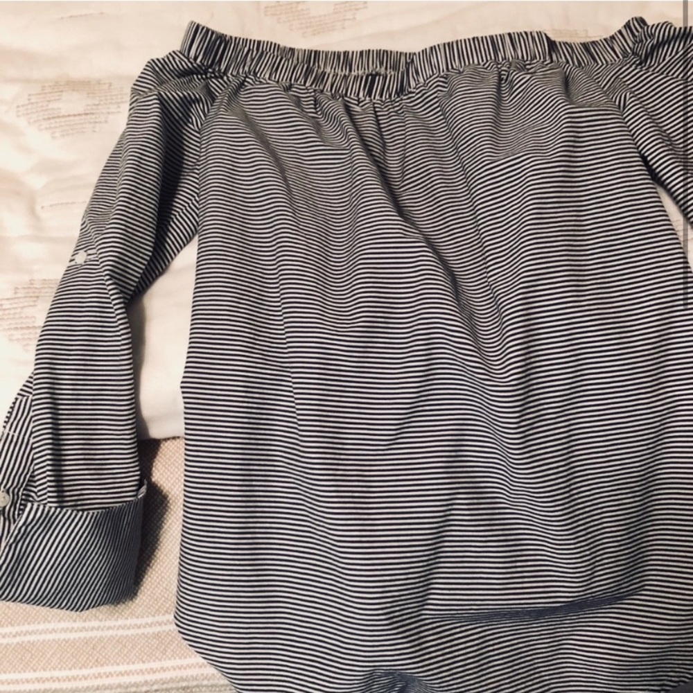 Cremieux Off-The-Shoulder Striped Summer Blouse - Picture 3 of 5
